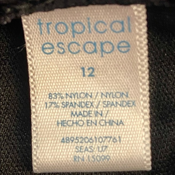 Tropical Escape Women’s One Piece Bathing Suit 12  Geometric Print Black & White - Picture 8 of 10